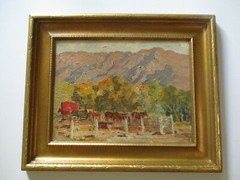 ANTIQUE SMALL GEM IMPRESSIONIST PAINTING LANDSCAPE OLD HORSES FARM RANCH WPA