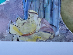 ELLEN WOLF BACKER SIGNED FLORAL PAINTING WATERCOLOR COLLAGE STILL LIFE ART 2000