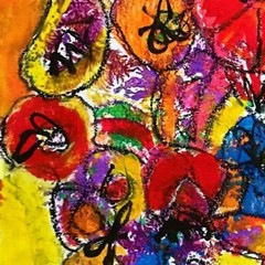 ORIGINAL FLOWERS ART ABSTRACT FLOWERS PAINTING MODERN ART HOME DECOR 12″ #A230