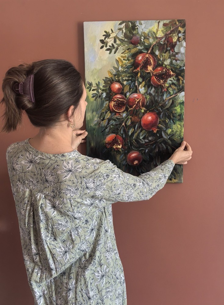 Pomegranate tree original oil painting modern wall art