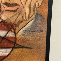 Original Political Illustration Art Steve Peto Reagan Khomeini Iran USA 1989