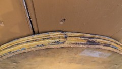 Antique Primitive Folk Art Painting on Board Round Tray Pa. Dutch Bavarian Style