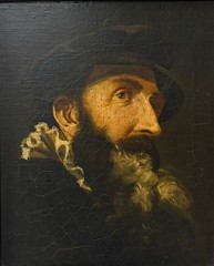 19th Century European School Portrait of Bearded Gentleman Oil on Canvas Antique