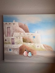 Large 20×30 Original Oil Painting Signed Mescal Southwestern Pueblo New Mexico W