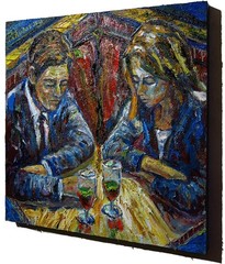 ORIGINAL OIL█PAINTING VINTAGE REALISM█ART SIGNED MAN LOVE MARRIAGE NR 24x24x1.5″