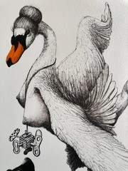 ALAIN DONATE SURREAL CUBAN ART Painting ORIGINAL SKETCH INK/CARDBOARD 12″X 16″