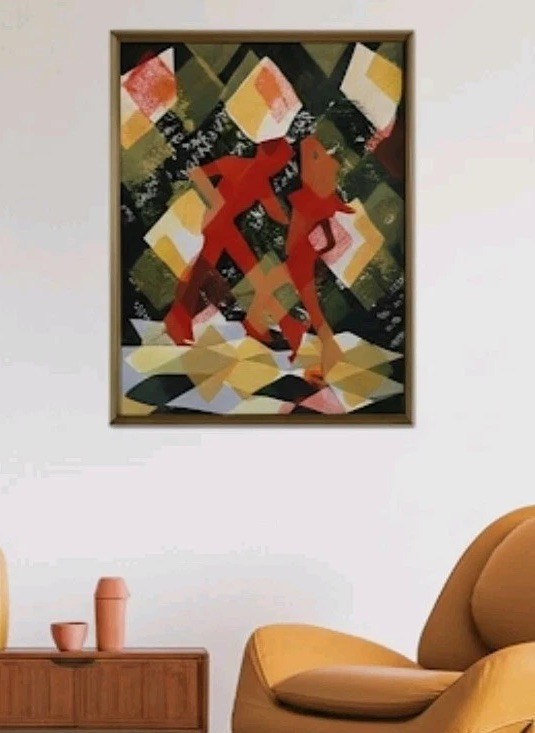 Vintage Original Mid Century 1969 Disco Dancing Painting by McGovern Signed