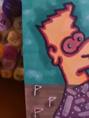 Original Painting Mini Golf Bart Bong Aceo Art Card Fun Games Golfing Markers MG