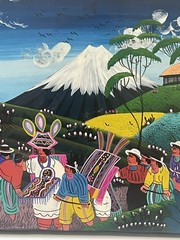 Ecuadorian Andes Mountain Tigua Colorful Folk Art Painting FREE SHIPPING