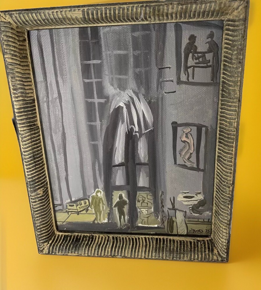 HARVEY PARKS WATERCOLOR PAINTING 1975 FIGURES IN A ROOM W/ WINDOWS