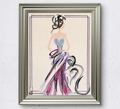 Fancy figurative woman expressionist wall art painting 14X11 canvas original