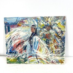 Original Artwork Study 8”x10” Oil On Canvas Panel Native Dance Tadeusz Seidel
