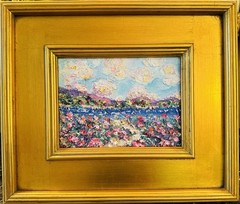 KADLIC Original Oil Painting Abstract Seascape Landscape Art Gold Gilt Frame
