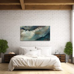 Large Abstract Canvas Painting, TEAL Canvas wall art, Framed, Signed