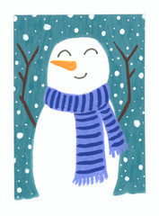 ACEO Original Snowman Christmas Winter Miniature Painting Mini Art OneCraftyLady