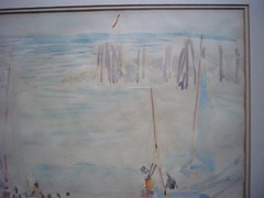 Irene Hoffar Reid (1908-1994) Vancouver Beach Sailing Watercolor 1970 17″ x 13″