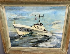 1957 Oil Painting-Coast Guard Boat CG 95304-Virginia Artist Ivy Lee Brownley