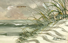 Vtg Rare HTF Early Ginger Wilson Original Art Signed 7.5″ x 9.5″ Ocean Seascape