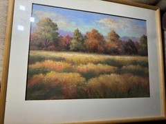 Large M.L Collier „Autumn Landscape Scene“ Pastel Painting – Signed And Framed