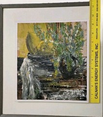 MCM Semi-abstract Still Life Oil Painting W Palette Knife Signed ’73- 15″×13″