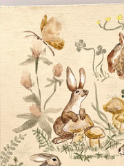 Rabbit Bunny Woodland Painting Canvas Board 14×11 Original Art