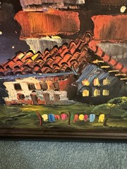 Gonzalo Endara Crow STYLE Painting~Surrealist Mountainside Town~By Perez 22×30