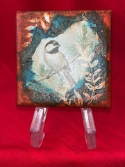 Chickadee mixed media on canvas 4×4 The Expressive Palette Diane R?