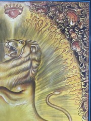 Original Painting Cloth Astrology Zodiac LEO Lion Apollo Tarot BOSSCHART FRAMED