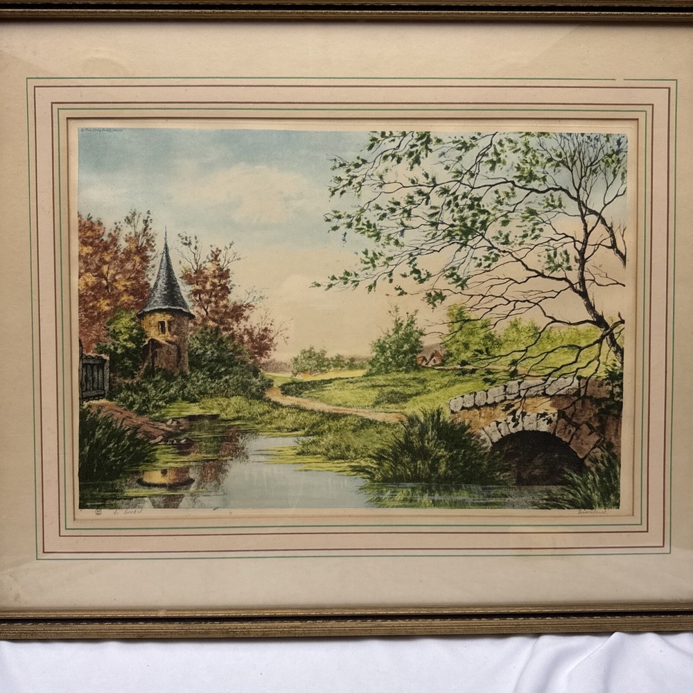 1930’s Print Signed by Martinet “ The Little Castle” Paris Etching Society