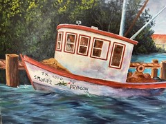 16 x 20 Original Acrylic on Canvas….“Smokin‘ Dragon Fishing Boat“