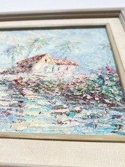 Vintage Marie Charlot Oil Painting France Impasto Beach Landscape 16×14 W/ Frame