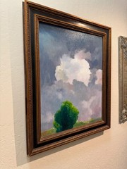 White Clouds Calm Afternoon Signed YASAMI oil painting canvas framed 24″ x 20″