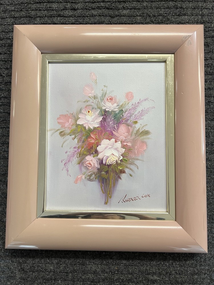 Robert Cox Framed Authentic Floral Oil Painting Dated June 1987