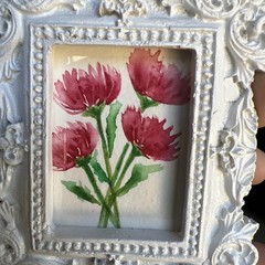 Flowers ,bouquet Watercolor Original miniature Painting,small,mini,framed