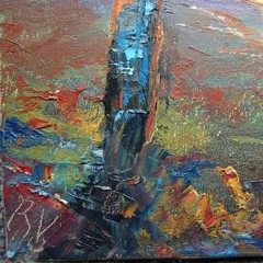 Two Mexican Cacti at Sunset 10×14″ Oil Painting Saguaro Cactus in Sonoran Desert