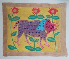 Maria Prymachenko Signed Ukrainian Folk Art Painting on Canvas – Rare Artwork