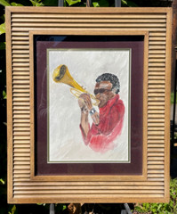 MILES DAVIS 1926-1991, Jazz Trumpet Genius, Original Watercolor by MJO Framed