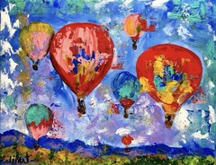 Hot Air Balloon Original Art 14×11 Canvas Impressionist Decor Abstract