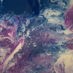 Original Abstract Art Acrylic Glossy Resin Tracy Eau Claire Purple White Wood 6″