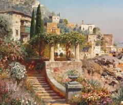 Coast capri landscape Oil painting Wall art Giclee Printed on Canvas P1685
