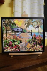Framed Acrylic Paint by Number Art Tropical Beach Paradise Palm Tree Hawaii Boho