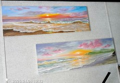 Art 12″/36 Original Oil Painting, Colorful Sunset Stretched Canvas