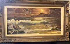 Beautiful Oil Painting Waves Of Gold In Solid Frame 38 X 23 SEE MEASUREMENTS