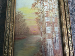Old Art Oil Board Landscape Painting Unsigned Original Hudson River School~OOAK