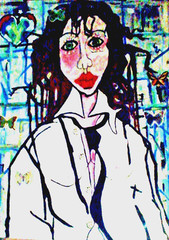 Original painting Young Woman impressionist modern art 18x24x1 large by pb