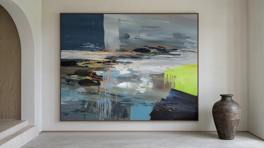 Unique Piece! Abstract landscape 02 playful XXL format 140×110 cm acrylic glass