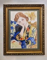 Original Watercolor Painting Portrait Wall Art Framed Home Decor Handmade Art