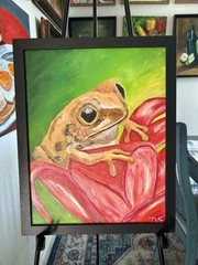 Tree Frog Painting Botanical Animal Art Nature Wall Decor 11×14 Framed