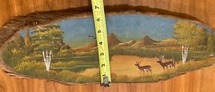 Jake Overbeek signed original oil painting on cedar wood , Rare folk painting