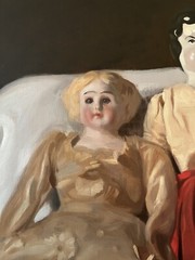 Artist Evan Wilson Original Oil Painting of Porcelain Dolls 1981 Approx 21” X 23